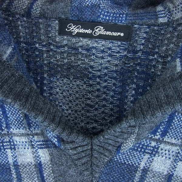 HYSTERIC GLAMOUR ヒステリックグラマー 0193NO04 チェック スカル ニット パーカー レディース パーカー グレー系 FREE【中古】