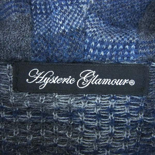 HYSTERIC GLAMOUR ヒステリックグラマー 0193NO04 チェック スカル ニット パーカー レディース パーカー グレー系 FREE【中古】
