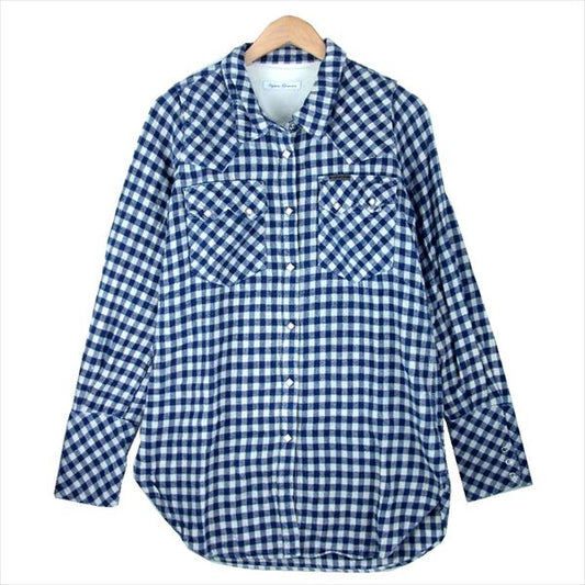 HYSTERIC GLAMOUR ヒステリックグラマー 0104AH04 チェック シャツ ワンピース レディース 長袖シャツ ネイビー系 FREE【中古】