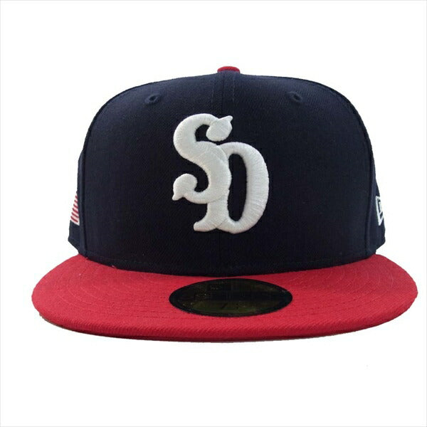 NEW ERA ニューエラ スタンダードカリフォルニアSTANDARD CALIFORNIA アメリカ独立記念 SD刺繍 キャップ ネイビー×レッド 7 1/4【美品】【中古】