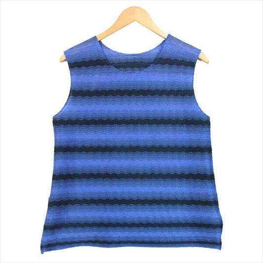PLEATS PLEASE プリーツプリーズ イッセイミヤケ ISSEY MIYAKE PP71-JK691 ノースリーブ レディース ベスト ジレ ブルー系 3【美品】【中古】