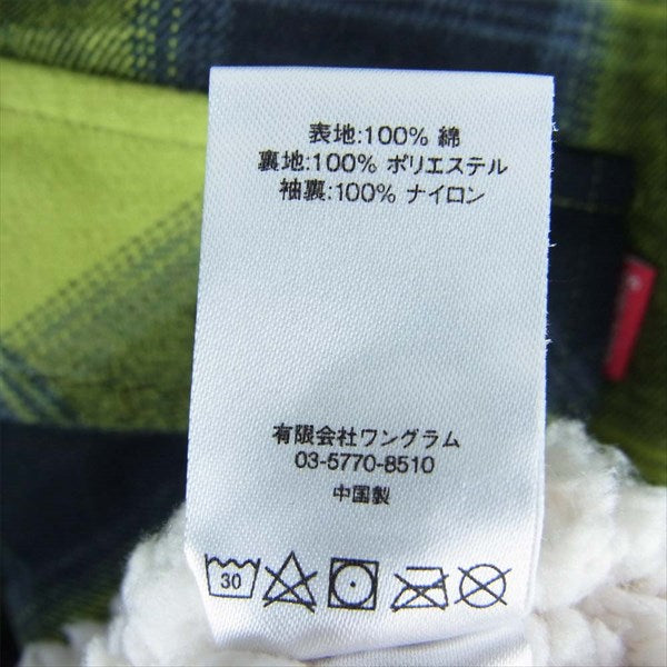 Supreme シュプリーム 17AW Buffalo Plaid Sherpa Lined Chore Shirt バッファローチェック ボア 長袖シャツ ライトグリーン系 S【中古】
