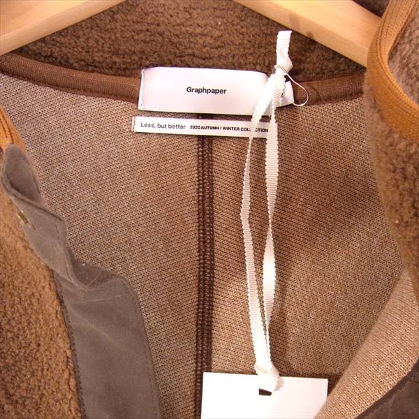 GRAPHPAPER グラフペーパー 18AW GU203-70165 WOOL BOA HIGH NECK PULL OVER ウールボア ハイネック プルオーバー ブラウン系 2【美品】【中古】