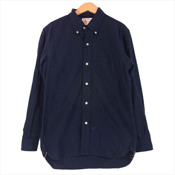 BONCOURA ボンクラ ボタンダウン 日本製 コットン メンズ 長袖シャツ ネイビー系 36【中古】