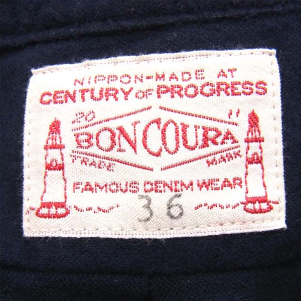 BONCOURA ボンクラ ボタンダウン 日本製 コットン メンズ 長袖シャツ ネイビー系 36【中古】