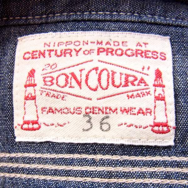 BONCOURA ボンクラ メンズ ボタンダウン ワーク 長袖シャツ インディゴブルー系 36【中古】