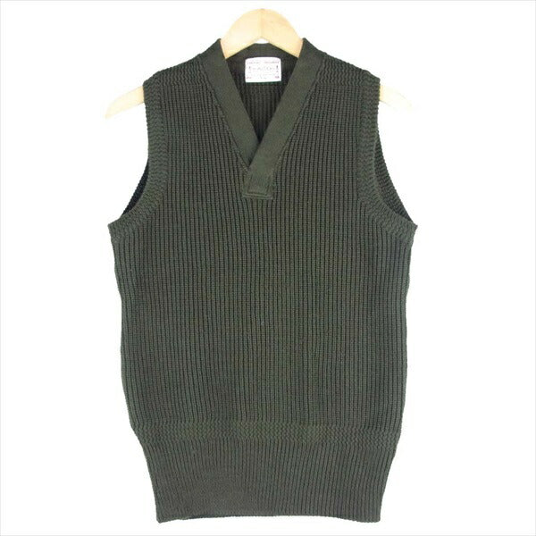 BONCOURA ボンクラ ウール ポケット ベスト ニット カーキ(オリーブグリーン)系 36【中古】