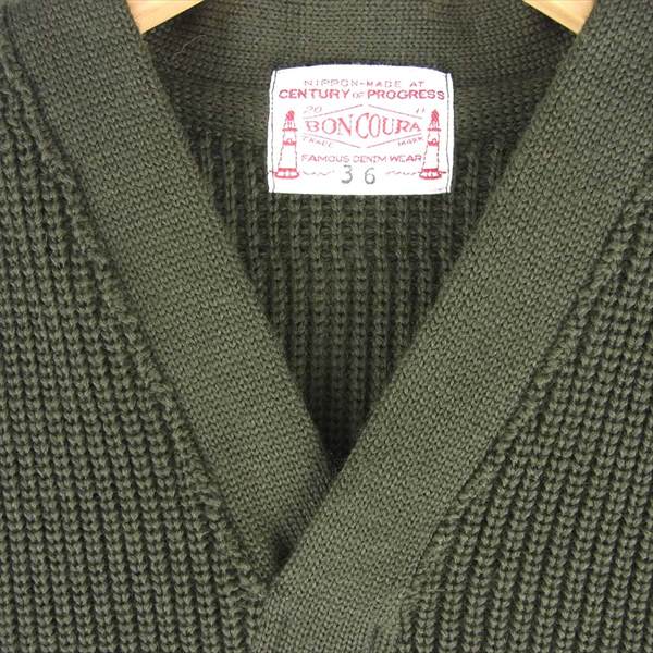 BONCOURA ボンクラ ウール ポケット ベスト ニット カーキ(オリーブグリーン)系 36【中古】