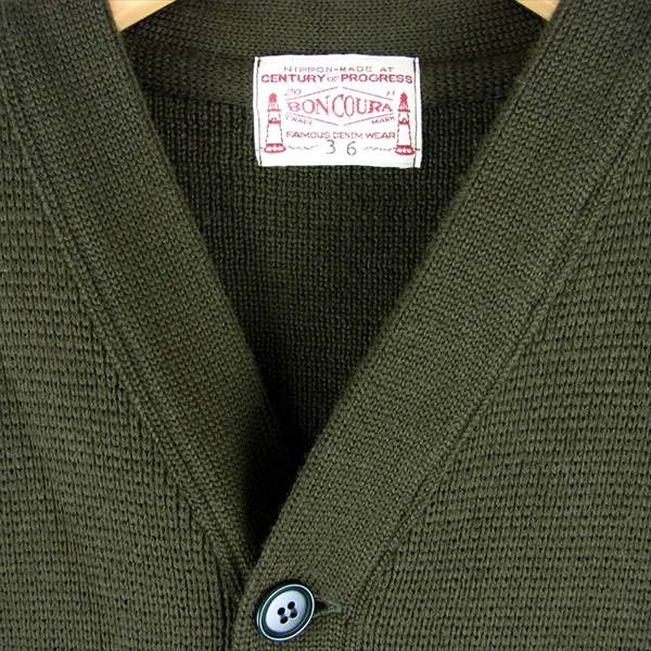 BONCOURA ボンクラ ニット カーディガン カーディガン カーキ(オリーブグリーン)系 36【中古】