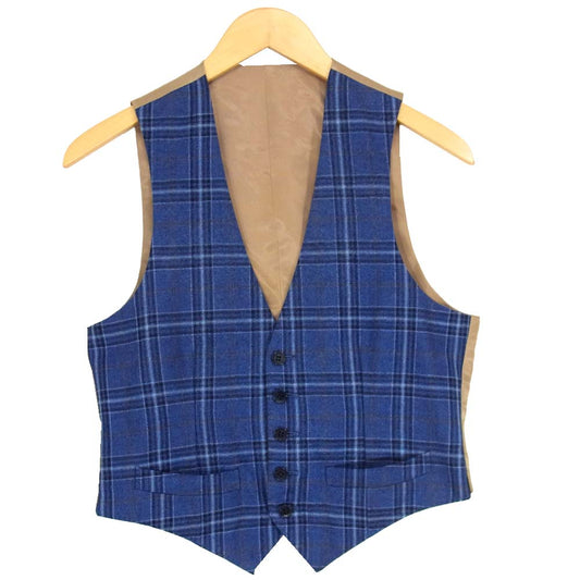 RING JACKET リングジャケット チェック カシミヤ ブルー系【中古】