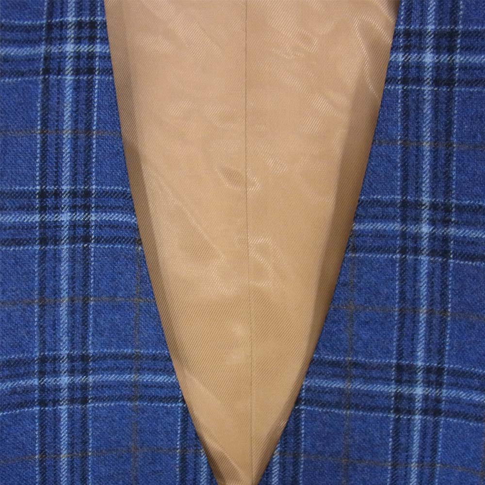RING JACKET リングジャケット チェック カシミヤ ブルー系【中古】