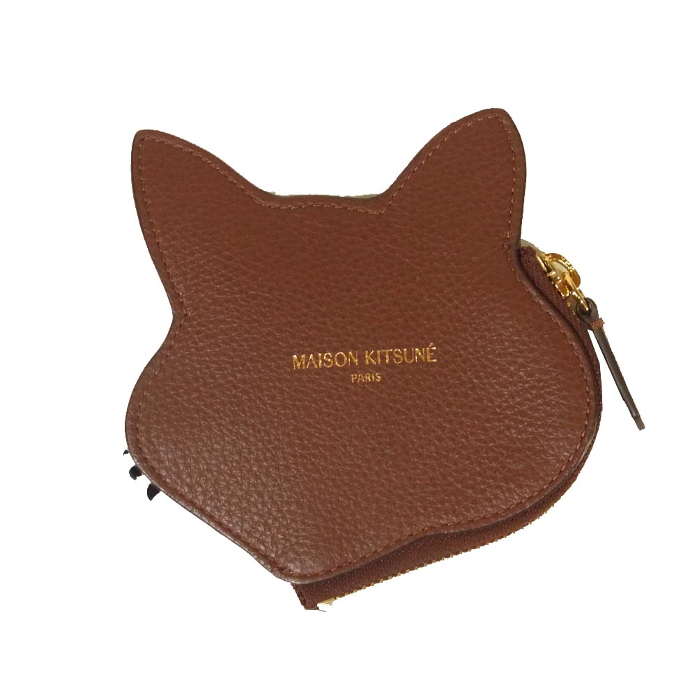 MAISON KITSUNE メゾンキツネ BU05305AL 1001 FOX HEAD LEATHER COIN PURSE コインケース ブラウン系【美品】【中古】