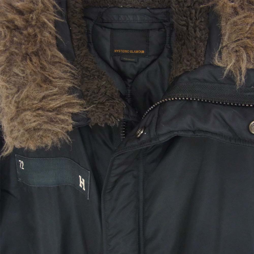 HYSTERIC GLAMOUR ヒステリックグラマー 16AW 0263AC01 プリマロフト エアフォース フーデッド コート ブラック系 M【中古】