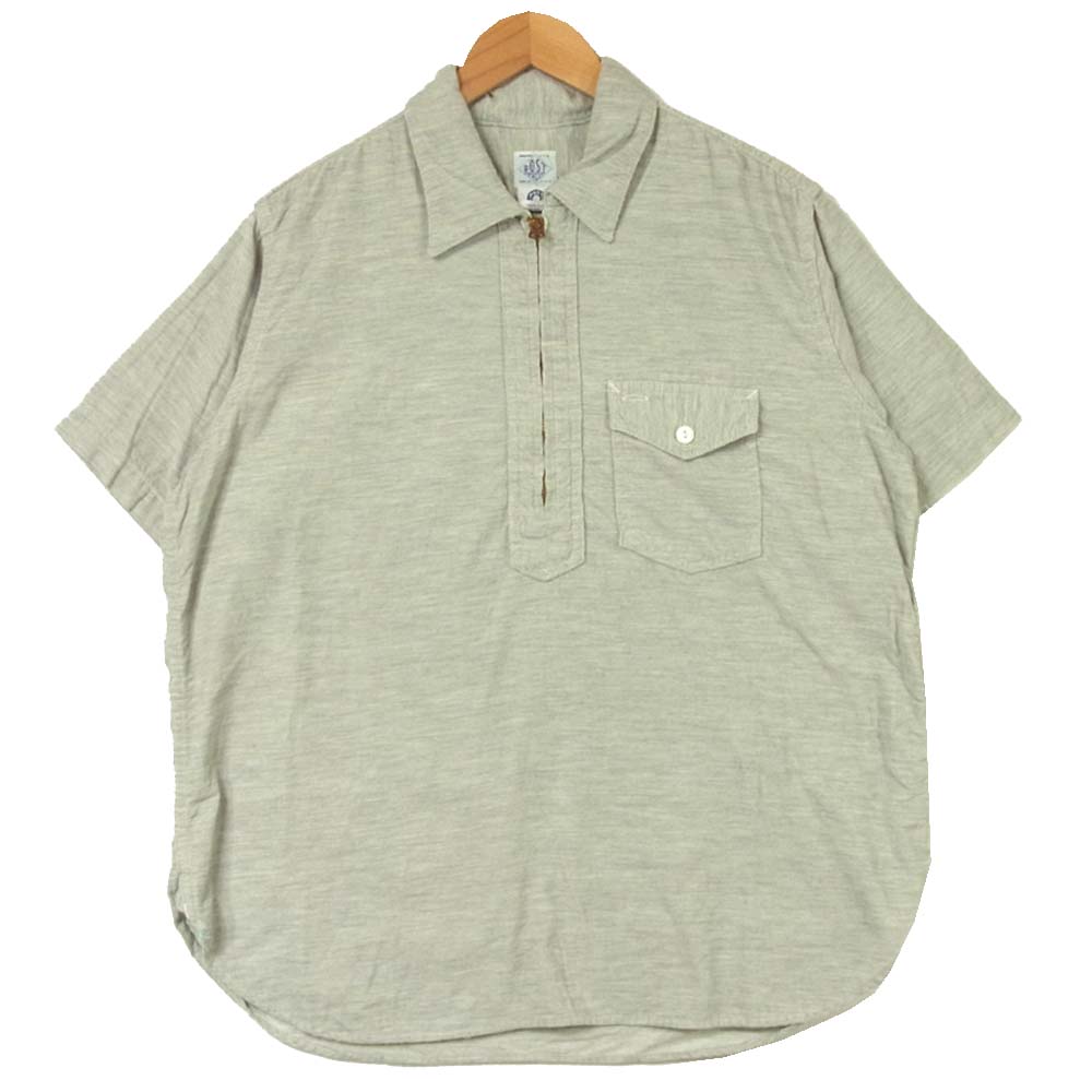 POST OVERALLS ポストオーバーオールズ プルオーバー ジップ 半袖シャツ グレー系 L【中古】
