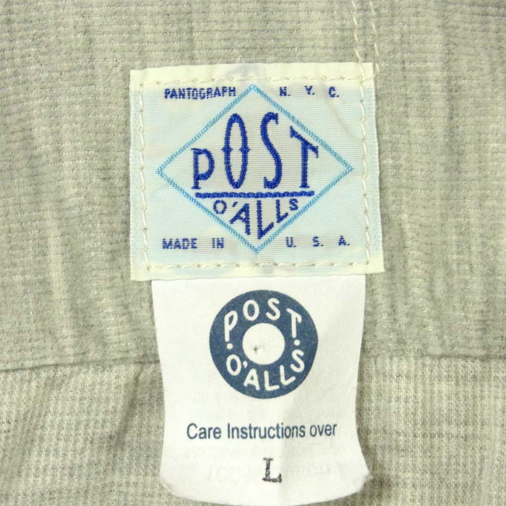 POST OVERALLS ポストオーバーオールズ プルオーバー ジップ 半袖シャツ グレー系 L【中古】