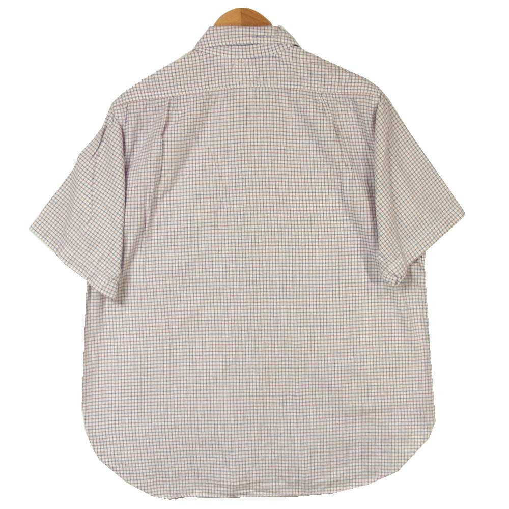 POST OVERALLS ポストオーバーオールズ プルオーバー チェック 半袖シャツ オフホワイト系 レッド系 ブルー系 L【中古】
