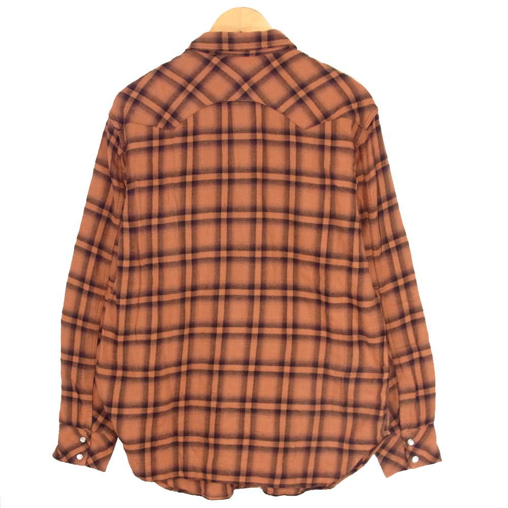 SASAFRAS ササフラス ウエスタン チェック 長袖シャツ オレンジ系 L【中古】