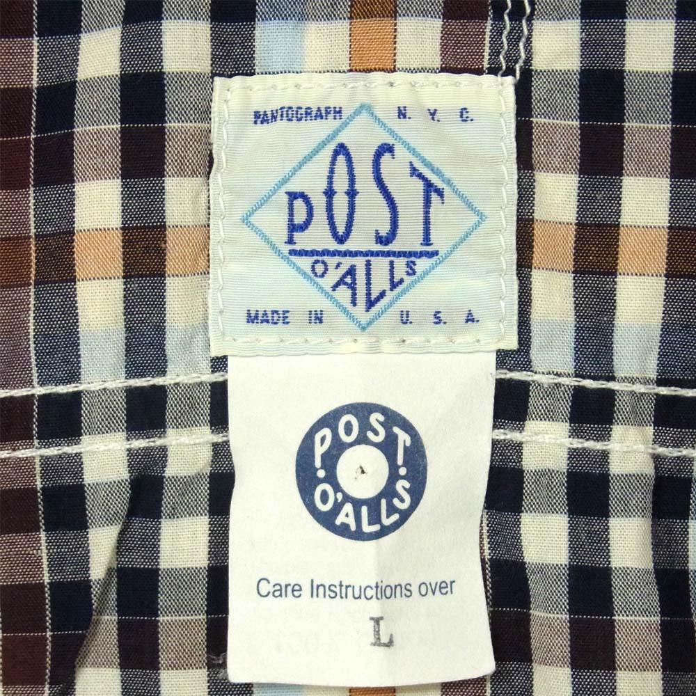 POST OVERALLS ポストオーバーオールズ チェック 長袖シャツ ブラウン系 L【中古】