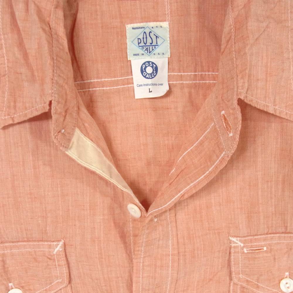 POST OVERALLS ポストオーバーオールズ シャンブレー 長袖シャツ ピンク系 L【中古】