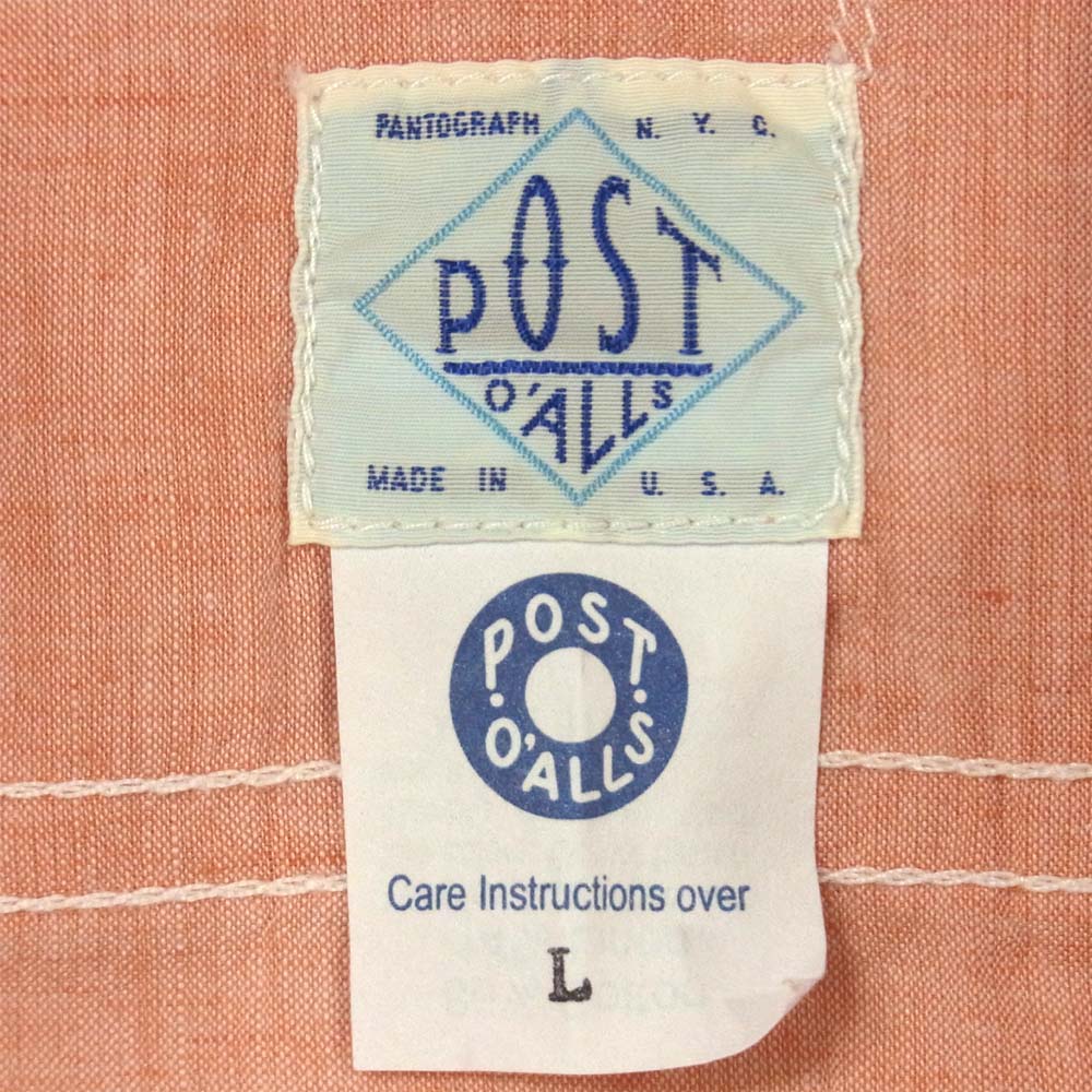 POST OVERALLS ポストオーバーオールズ シャンブレー 長袖シャツ ピンク系 L【中古】