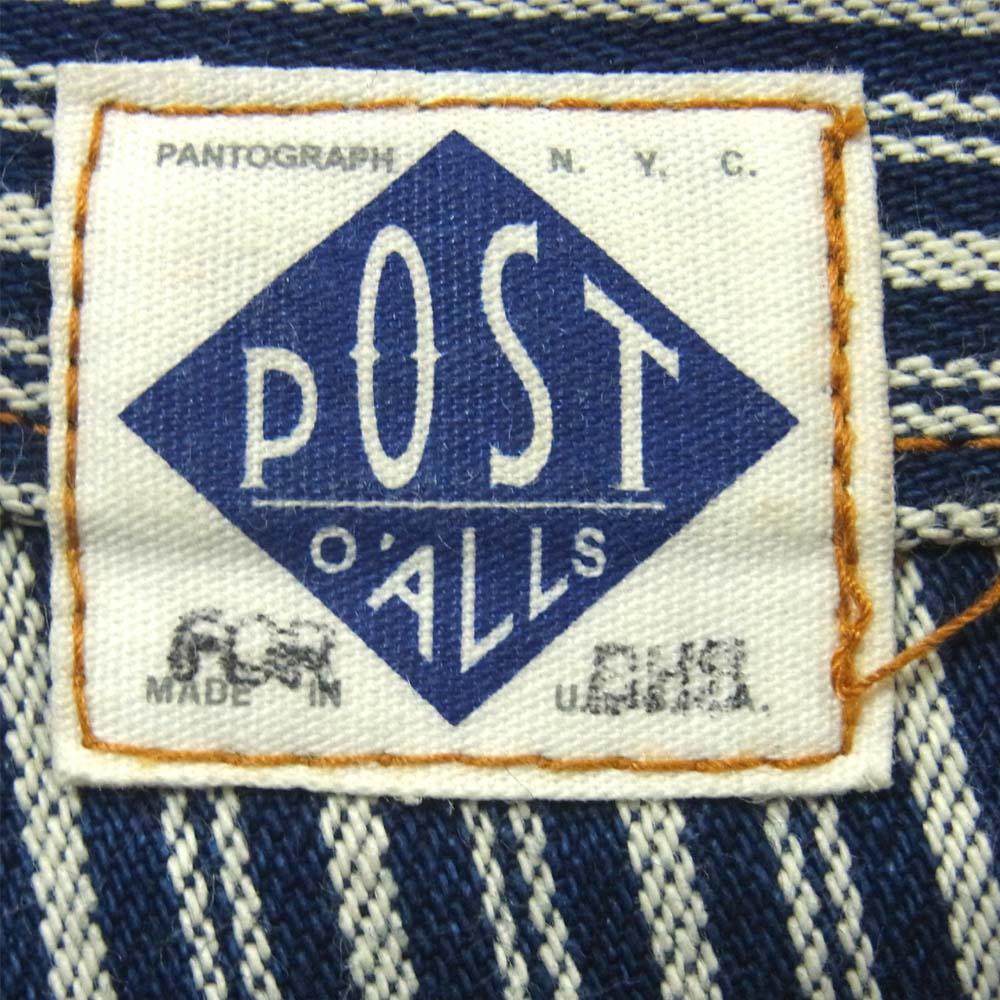 POST OVERALLS ポストオーバーオールズ ストライプ パンツ ネイビー系 ホワイト系 サイズ表記なし【中古】
