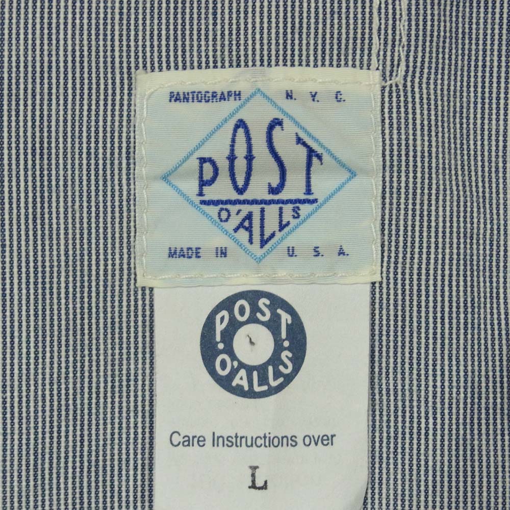 POST OVERALLS ポストオーバーオールズ プルオーバー ストライプ 長袖シャツ グレー系 L【中古】