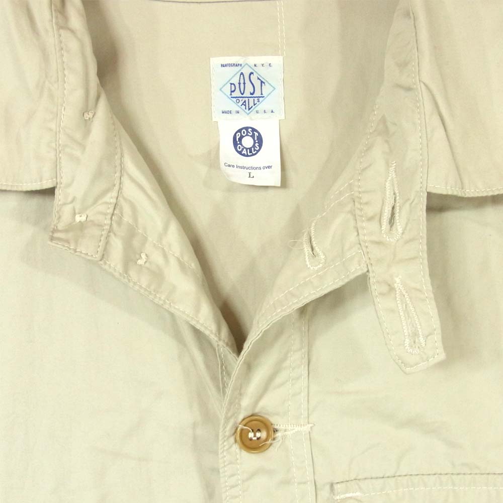 POST OVERALLS ポストオーバーオールズ クルーザー シャツ ジャケット ベージュ系 グレー系 L【中古】