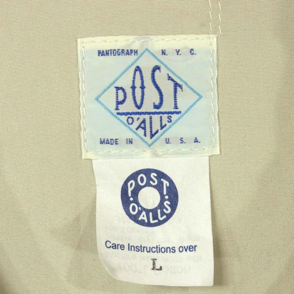 POST OVERALLS ポストオーバーオールズ クルーザー シャツ ジャケット ベージュ系 グレー系 L【中古】
