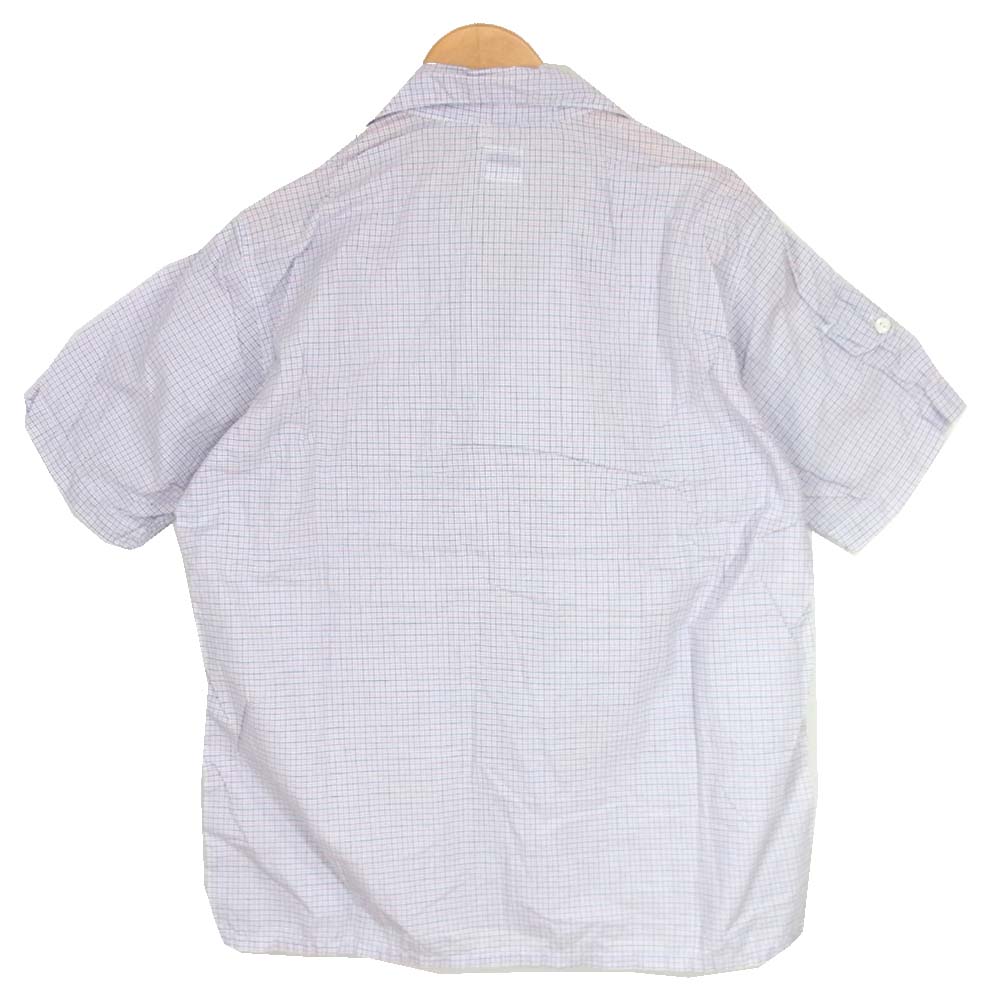 POST OVERALLS ポストオーバーオールズ チェック 半袖シャツ ライトブルー系 L【中古】