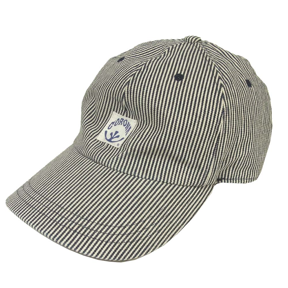 CORONA コロナ ストライプ ロゴ キャップ ブラック系 ホワイト系【中古】