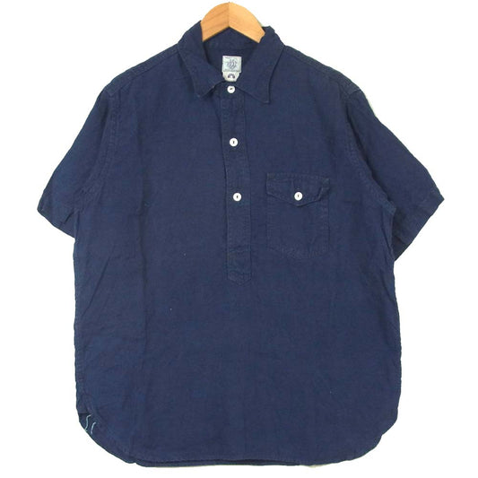 POST OVERALLS ポストオーバーオールズ C-POST4 S/S プルオーバー 半袖シャツ ネイビー系 L【中古】