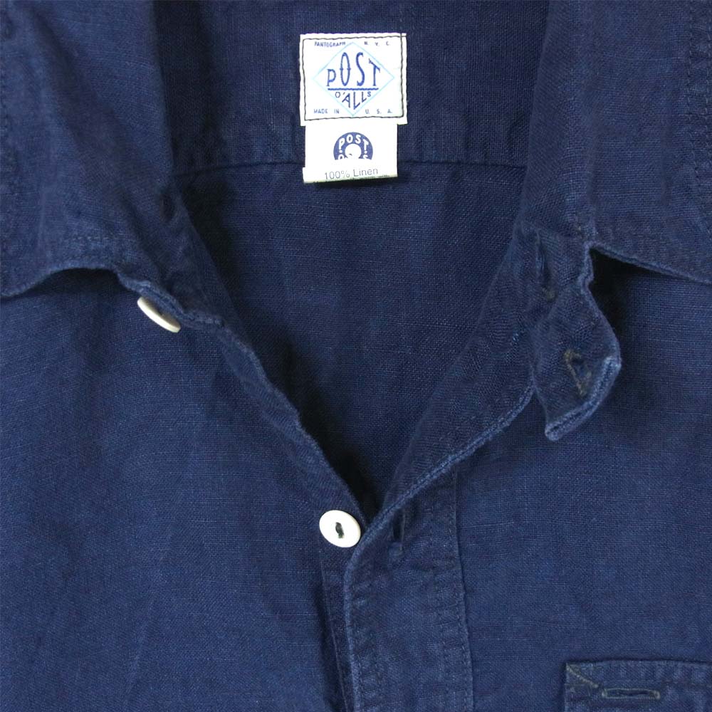 POST OVERALLS ポストオーバーオールズ C-POST4 S/S プルオーバー 半袖シャツ ネイビー系 L【中古】