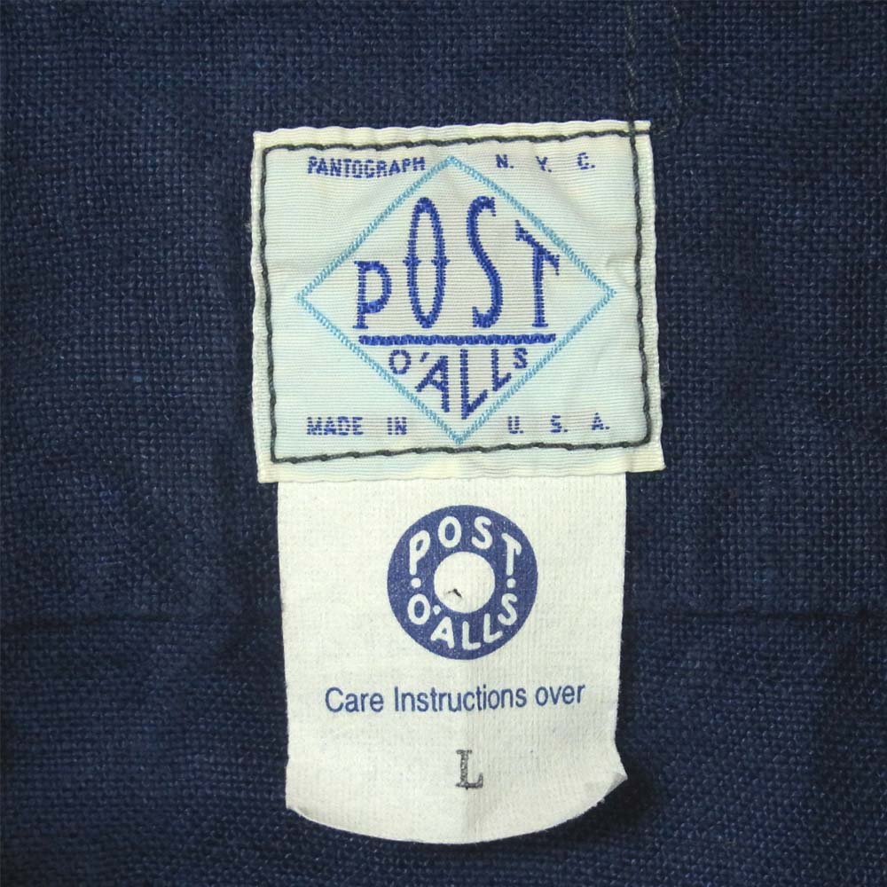 POST OVERALLS ポストオーバーオールズ C-POST4 S/S プルオーバー 半袖シャツ ネイビー系 L【中古】