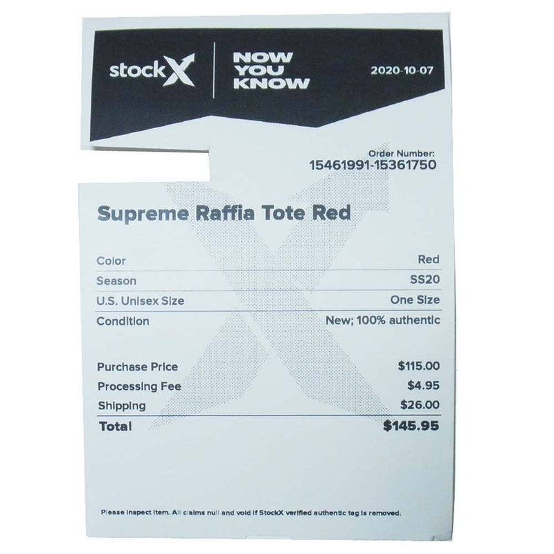 Supreme シュプリーム 20SS Raffia Tote Red ラフィア トート バッグ レッド系【新古品】【未使用】【中古】
