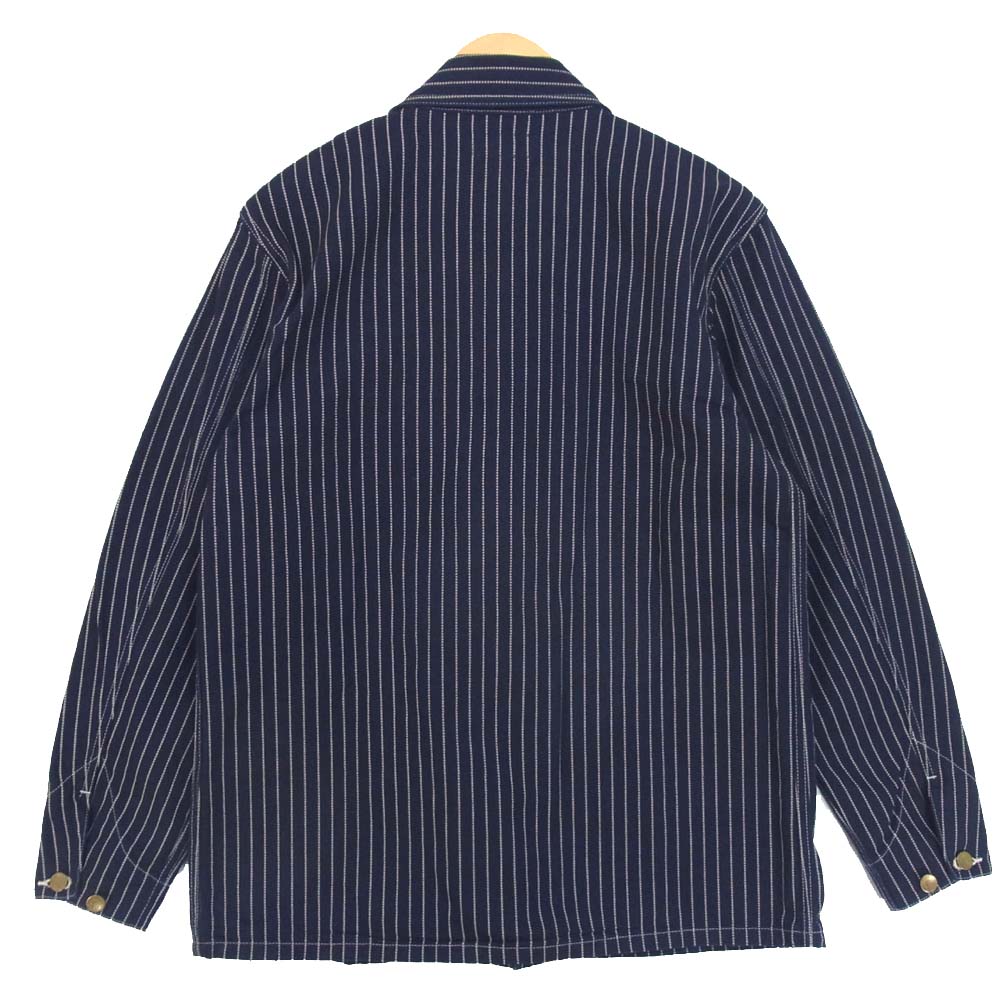 ウエストライド WEST RIDE ウォバッシュ ストライプ インディゴ コットン カバーオール インディゴブルー系 40【中古】