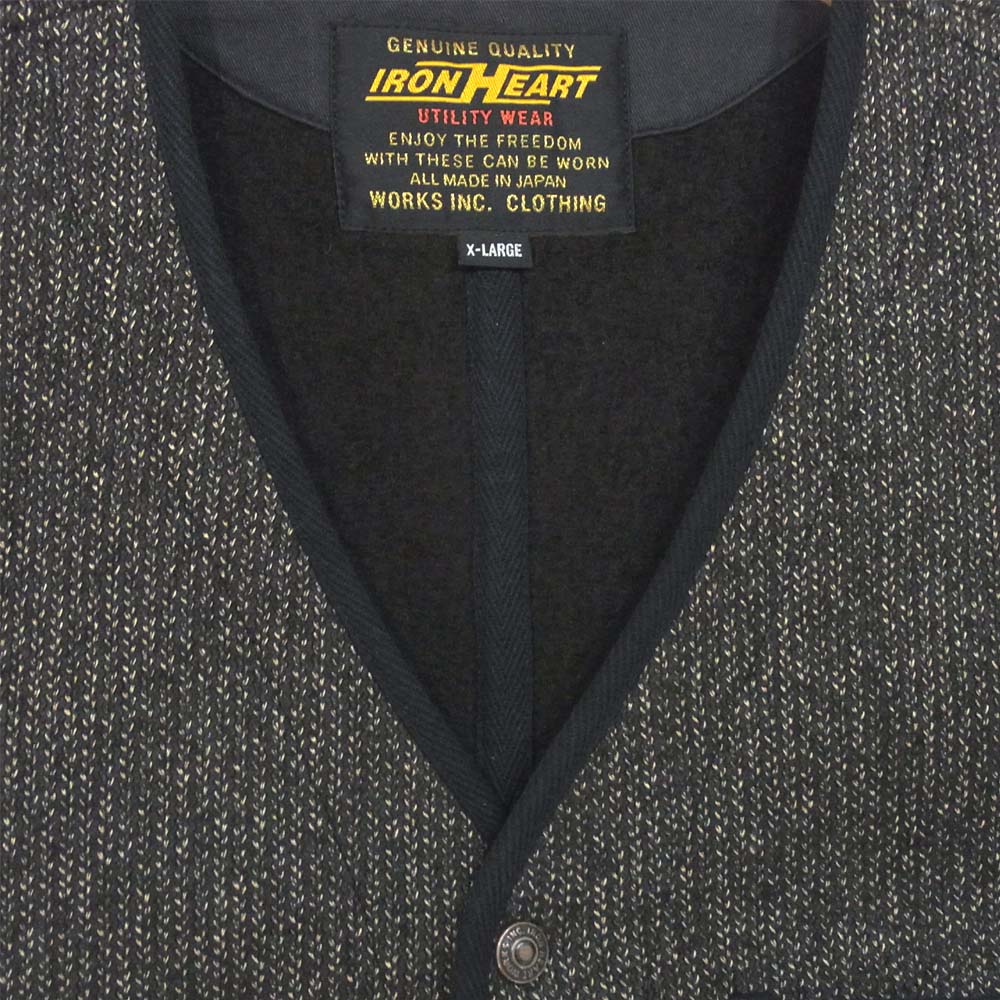 IRON HEART アイアンハート ビーチ クロス ウール ベスト ブラック系 XL【美品】【中古】