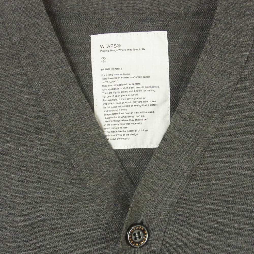 WTAPS ダブルタップス 142MADT-KNM03 CARDIGAN SWEATER WOOL GY カーディガン M【中古】
