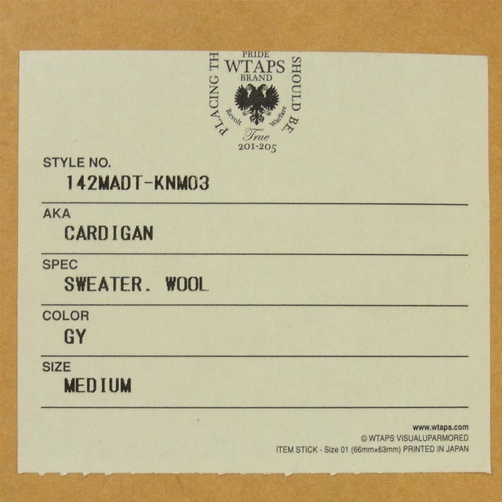 WTAPS ダブルタップス 142MADT-KNM03 CARDIGAN SWEATER WOOL GY カーディガン M【中古】
