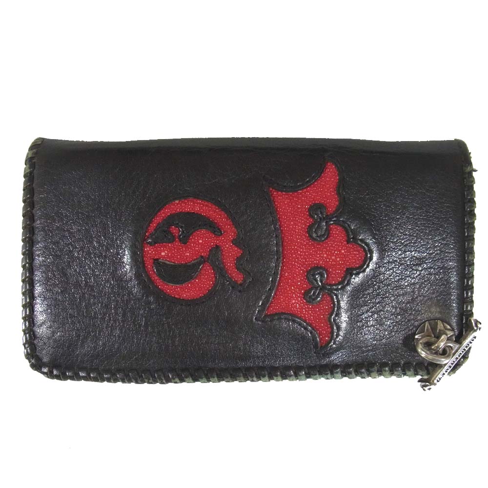 GABOR ガボール 国内正規店ギャランティ付属 BIKER S WALLET Tバー スティングレイ バイカーズウォレット ブラック系【中古】