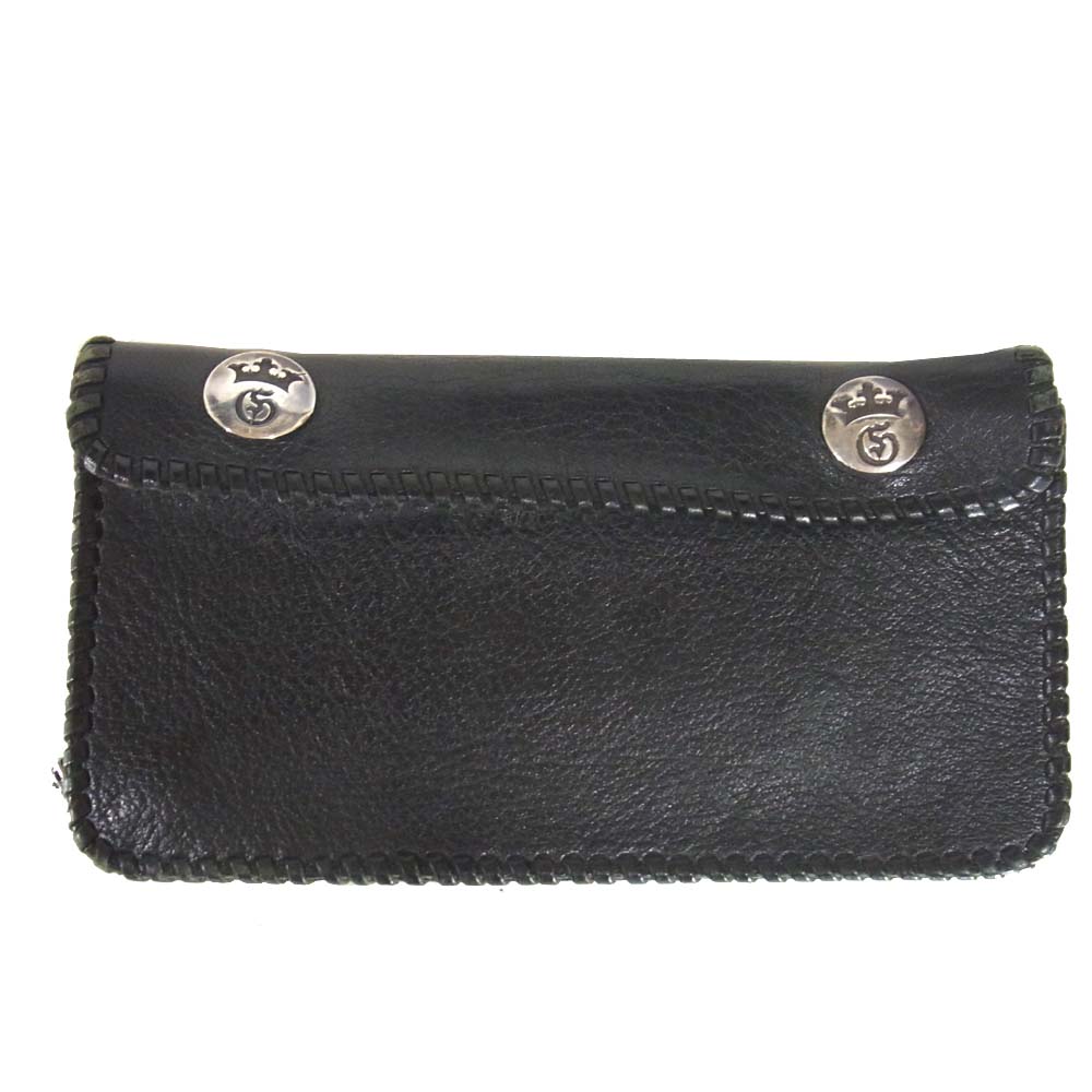 GABOR ガボール 国内正規店ギャランティ付属 BIKER S WALLET Tバー スティングレイ バイカーズウォレット ブラック系【中古】