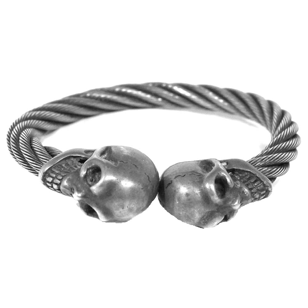 GABOR ガボール 国内正規店ギャランティ付属 SKULL CABLE BRACELET スカル ケーブル ワイヤー ブレスレット バングル シルバー系【中古】