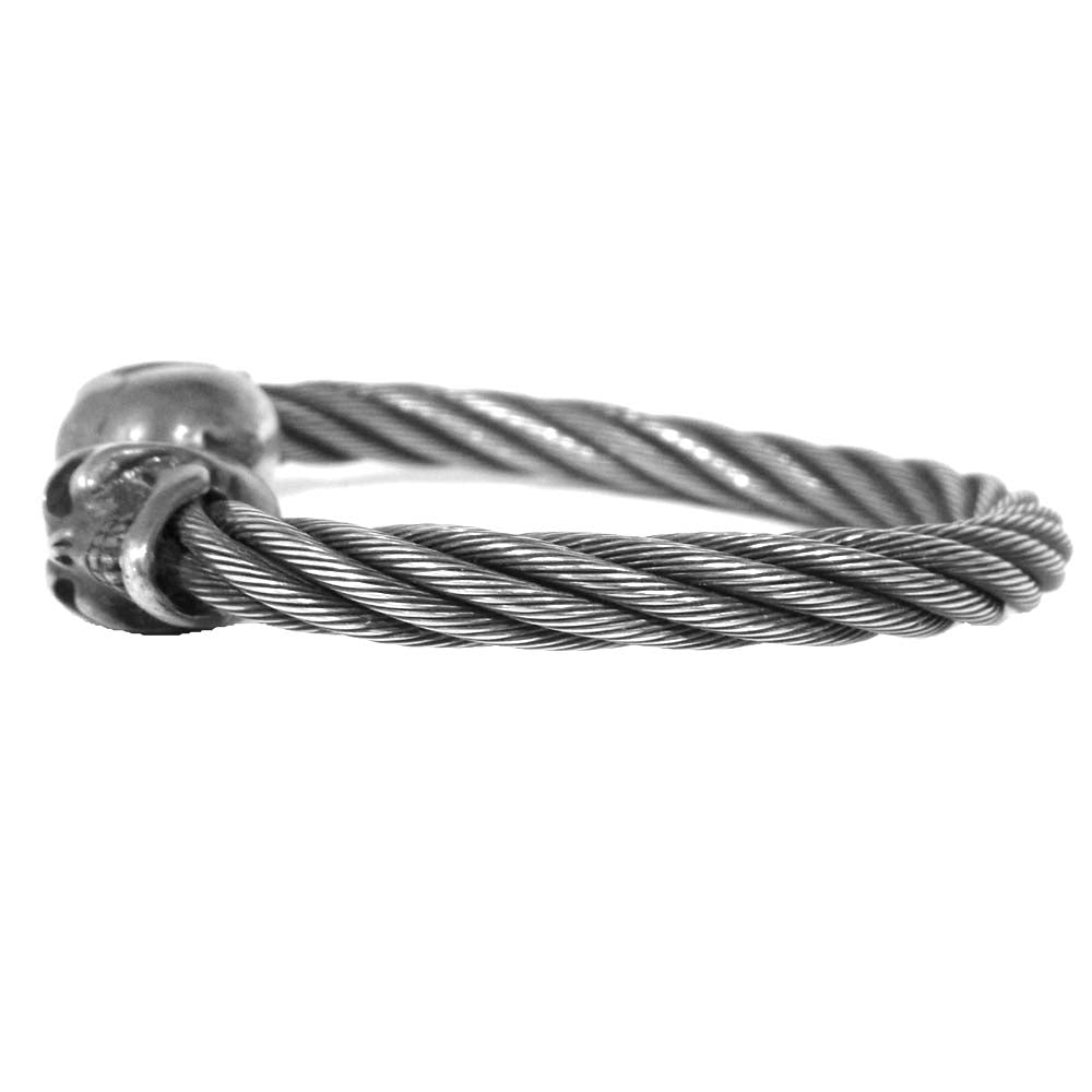GABOR ガボール 国内正規店ギャランティ付属 SKULL CABLE BRACELET スカル ケーブル ワイヤー ブレスレット バングル シルバー系【中古】