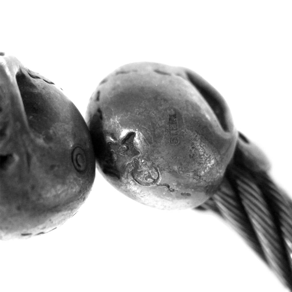 GABOR ガボール 国内正規店ギャランティ付属 SKULL CABLE BRACELET スカル ケーブル ワイヤー ブレスレット バングル シルバー系【中古】