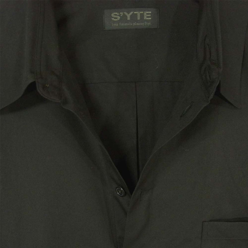 Yohji Yamamoto ヨウジヤマモト UV-B59-080 SYTE サイト ブロード レギュラー カラー ロング 長袖シャツ ブラック系 3【新古品】【未使用】【中古】