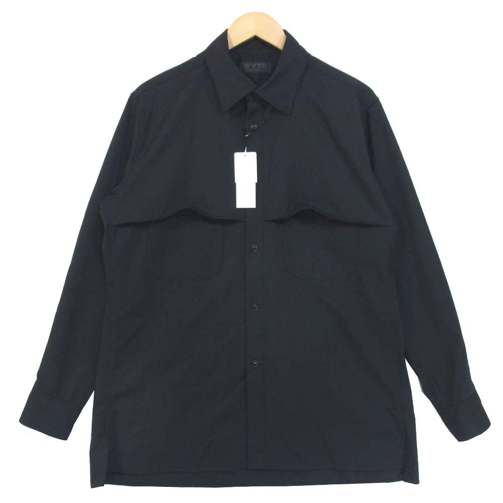 Yohji Yamamoto ヨウジヤマモト UB-B13-100 SYTE サイト T/W Gabardine Storm Shield Double Pocket Shirt ギャバジン ダブルポケット シャツ ブラック系 3【新古品】【未使用】【中古】