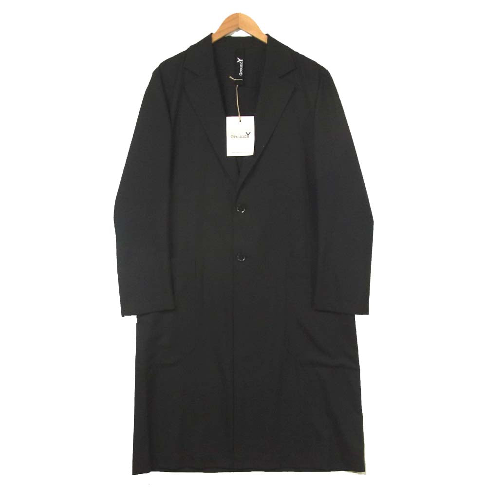 Yohji Yamamoto ヨウジヤマモト GN-C01-100 GroundY GN-C01-100 T/W gaberdine Box Long ギャバ ボックス ロング ジャケット コート ブラック系 3【新古品】【未使用】【中古】