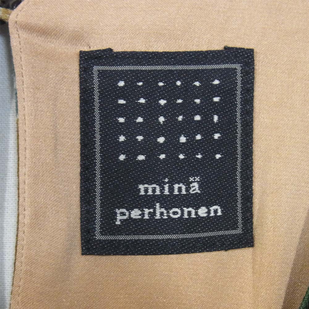 mina perhonen ミナペルホネン xa3662 petal check ペタルチェック ワンピース ブラウン系 36【新古品】【未使用】【中古】