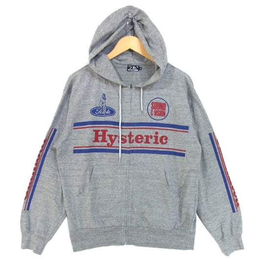 HYSTERIC GLAMOUR ヒステリックグラマー 02202CF02 HYS WORKS TEAM オーバーサイズ パーカー チャコール系 M【美品】【中古】