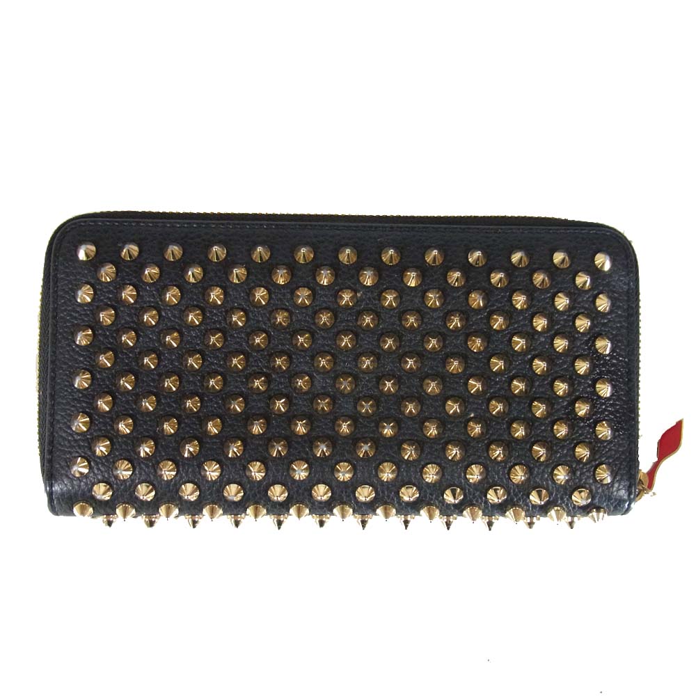 Christian Louboutin クリスチャンルブタン 1185059 パネトーネ スタッズ付 ラウンドファスナー BLACK/GOLD【中古】