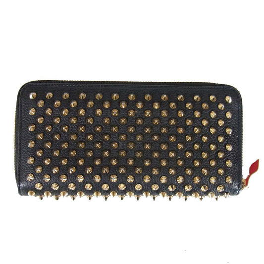 Christian Louboutin クリスチャンルブタン 1185059 パネトーネ スタッズ付 ラウンドファスナー BLACK/GOLD【中古】